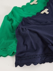 Love & Roses X2 Bright Green and Navy V-Neck Scallop Jersey Mini Dress - Image 7 of 7