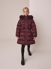 Berry Red Bow Detail Shower Resistant Padded Coat (3-16yrs) - Image 2 of 7