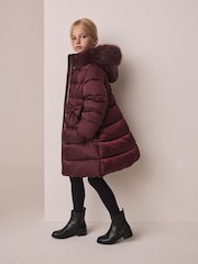 Berry Red Bow Detail Shower Resistant Padded Coat (3-16yrs) - Image 3 of 7