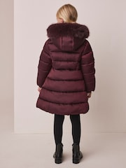Berry Red Bow Detail Shower Resistant Padded Coat (3-16yrs) - Image 5 of 7