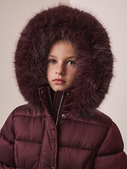 Berry Red Bow Detail Shower Resistant Padded Coat (3-16yrs) - Image 6 of 7