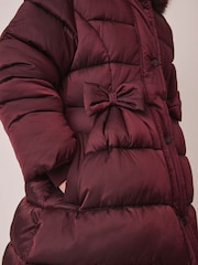 Berry Red Bow Detail Shower Resistant Padded Coat (3-16yrs) - Image 7 of 7