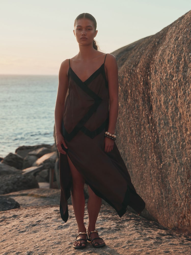 Chocolate/Black Hanky Hem Dress - Image 1 of 5