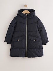 Navy Shower Resistant Faux Fur Lined Padded Coat (3-16yrs) - Image 7 of 12