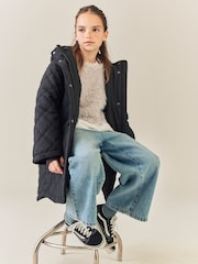 Black Heart Quilted Shower Resistant Jacket (3-16yrs) - Image 3 of 5