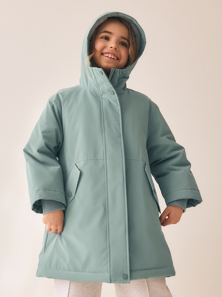 Mint Green Shower Resistant Faux Fur Lined Jacket (3-16yrs) - Image 2 of 5 Mint Green Shower Resistant Faux Fur Lined Jacket (3-16yrs) - Image 2 of 5
