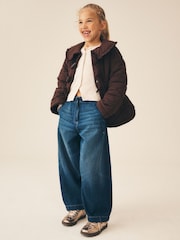 Chocolate Brown Shower Resistant Frill Collar Quilted Jacket (4-13yrs) - Image 2 of 10