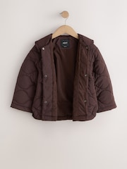 Chocolate Brown Shower Resistant Frill Collar Quilted Jacket (4-13yrs) - Image 6 of 10