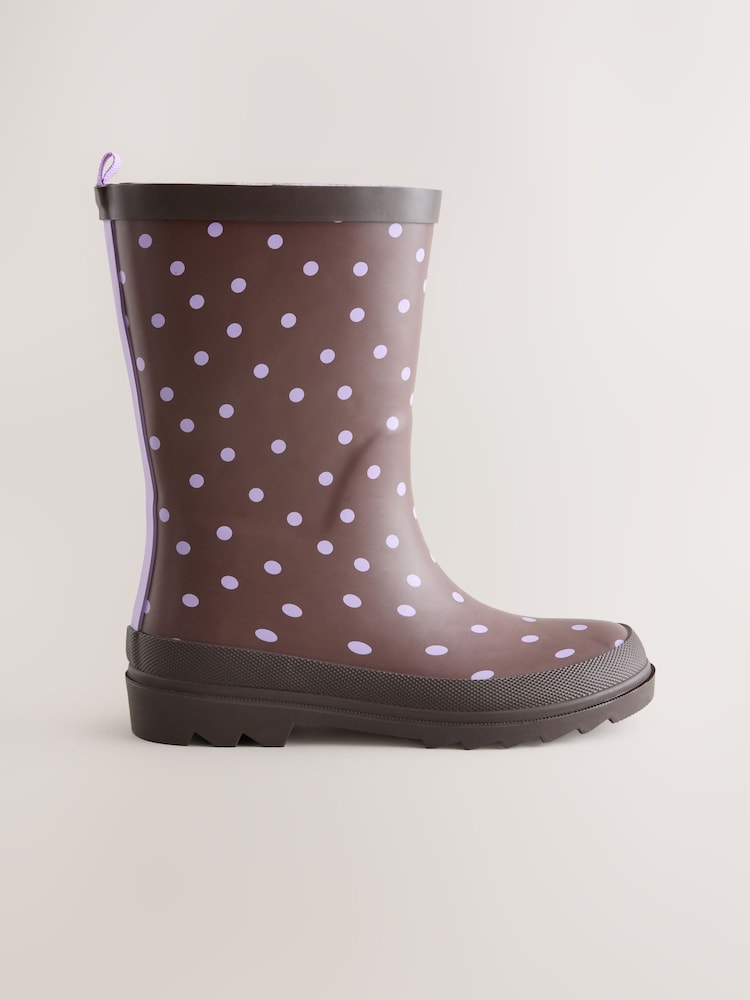 Chocolate Brown and Purple Polka Dot - Cizme de cauciuc - Imaginea 2 din 5 Chocolate Brown and Purple Polka Dot - Cizme de cauciuc - Imaginea 2 din 5