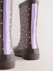 Chocolate Brown and Purple Polka Dot - Cizme de cauciuc - Imaginea 4 din 5