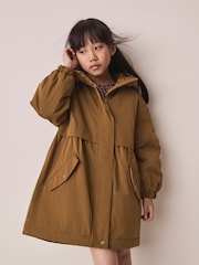 Olive/Gold Waterproof Padded Rain Coat (3-16yrs) - Image 1 of 11