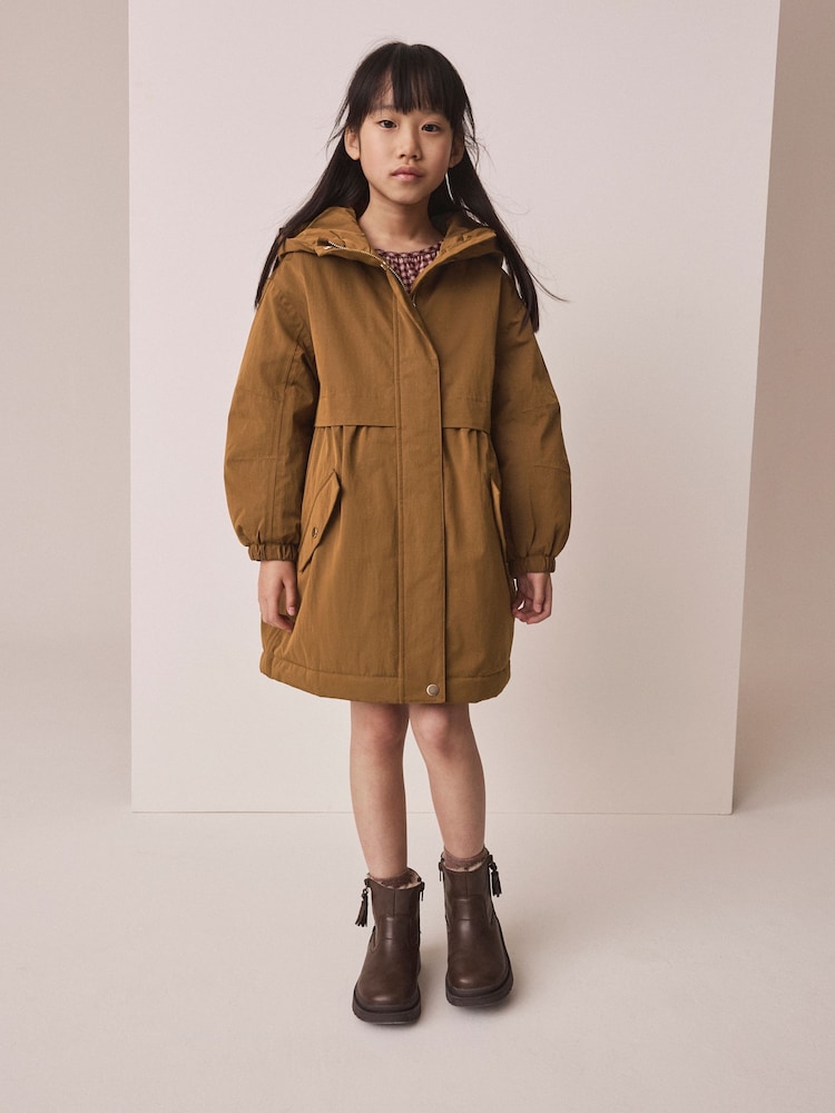Olive/Gold Waterproof Padded Rain Coat (3-16yrs) - Image 2 of 11 Olive/Gold Waterproof Padded Rain Coat (3-16yrs) - Image 2 of 11