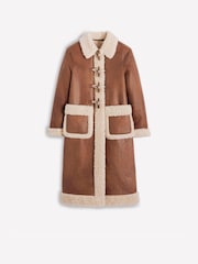 Boden Brown Shearling Duffle Coat - Image 3 of 3
