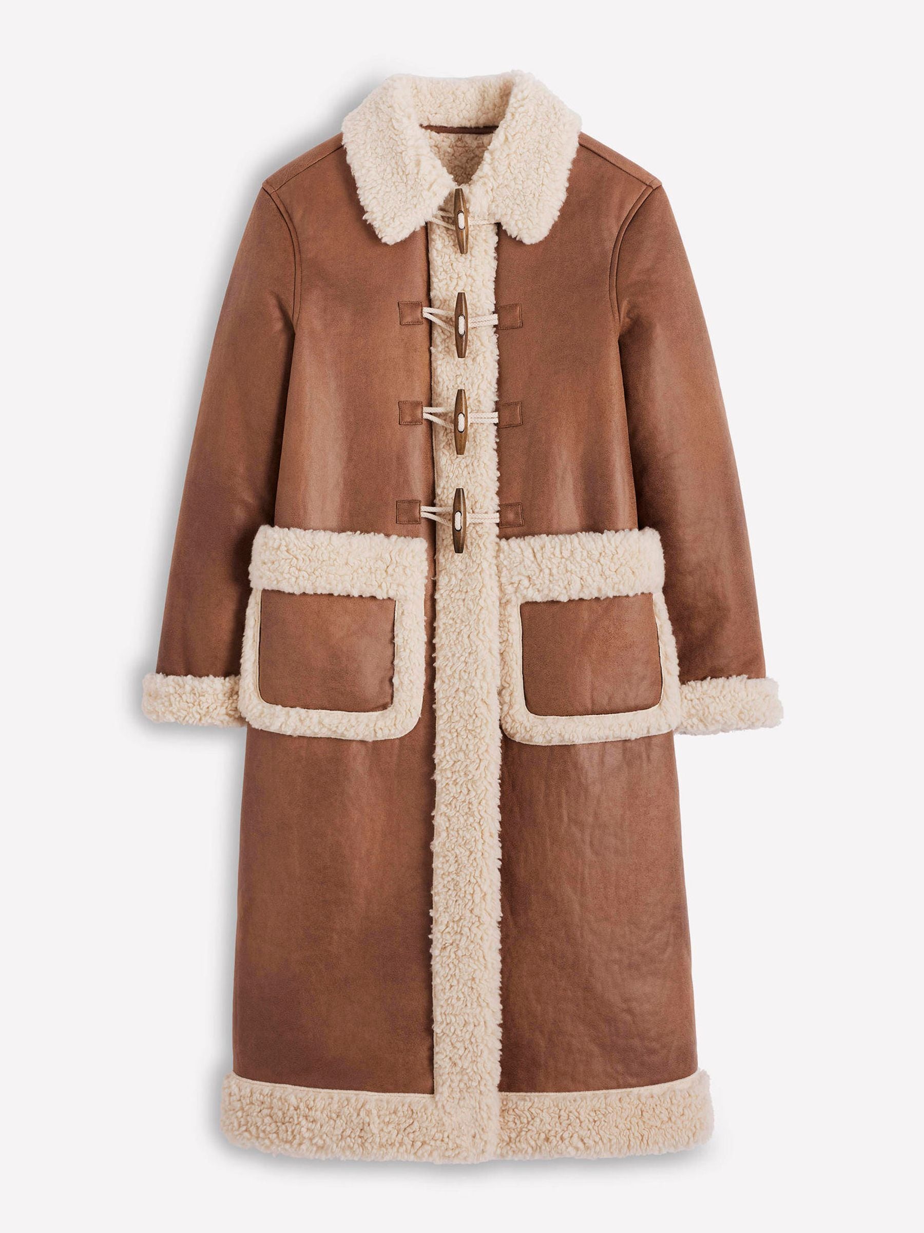 Buy Boden Brown Shearling Duffle Coat from Next USA