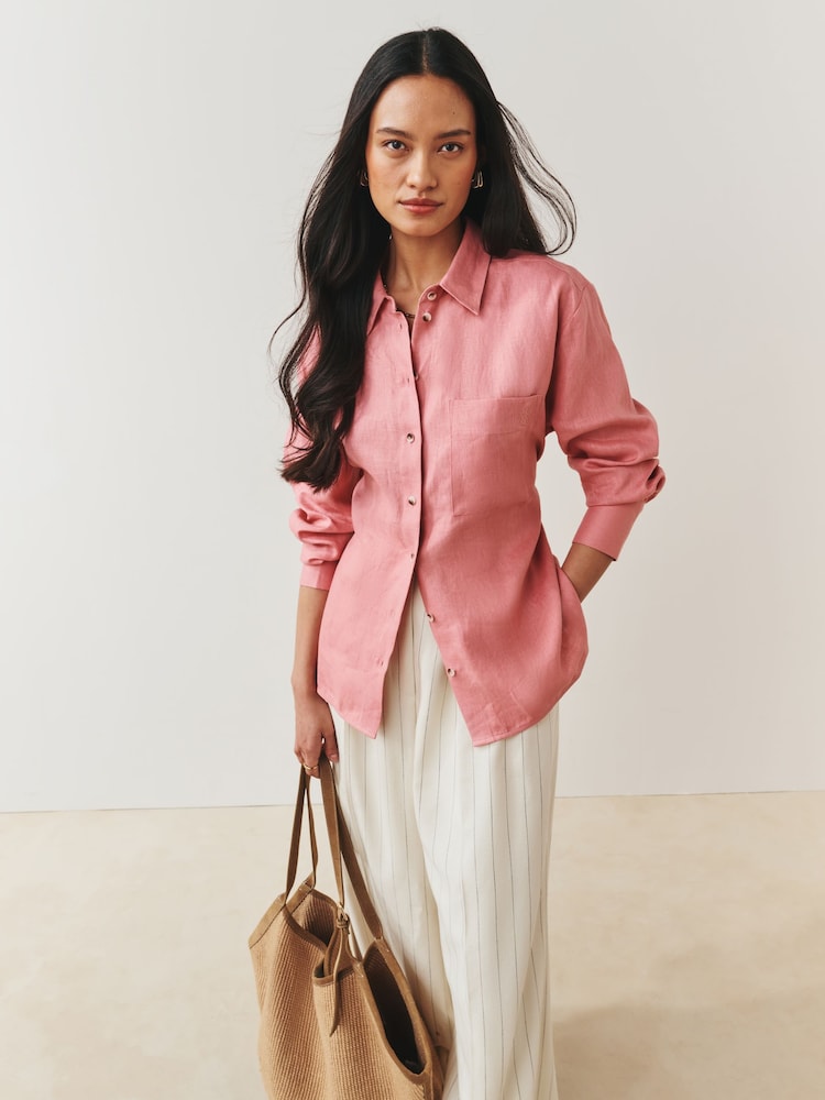 Nothing Ordinary Pink Linen Shirt - Image 1 of 5