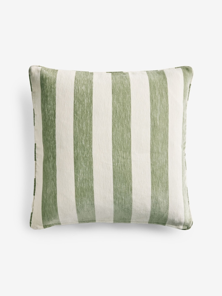 Sage Green 59 x 59cm Chenille Stripe Cushion - Image 2 of 4