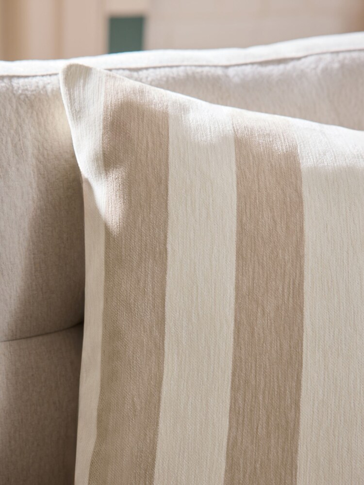 Natural 59 x 59cm Chenille Stripe Cushion - Image 2 of 4 Natural 59 x 59cm Chenille Stripe Cushion - Image 2 of 4