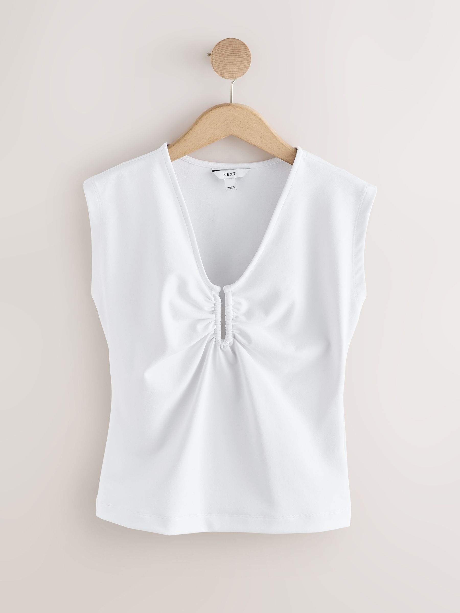 Buy White Deep V-Neck Cap Sleeve Top from the Next UK online shop