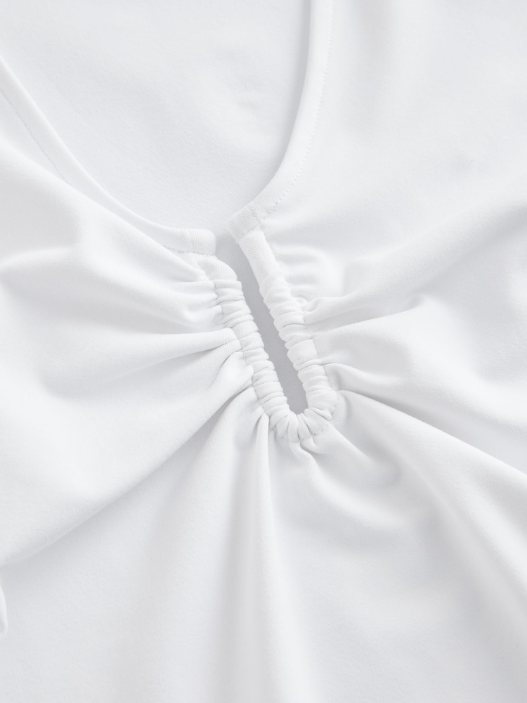 White Deep V-Neck Cap Sleeve Top - Image 8 of 8