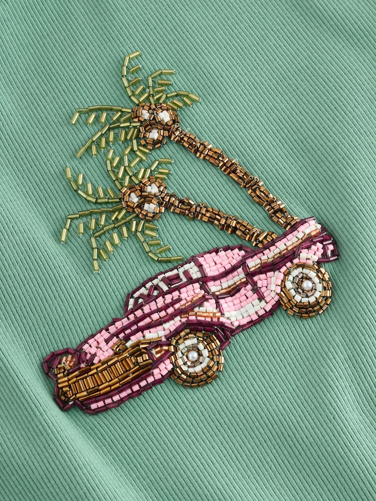 Green Embellished Car Short Sleeve T-Shirt - Image 6 of 6 Green Embellished Car Short Sleeve T-Shirt - Image 6 of 6