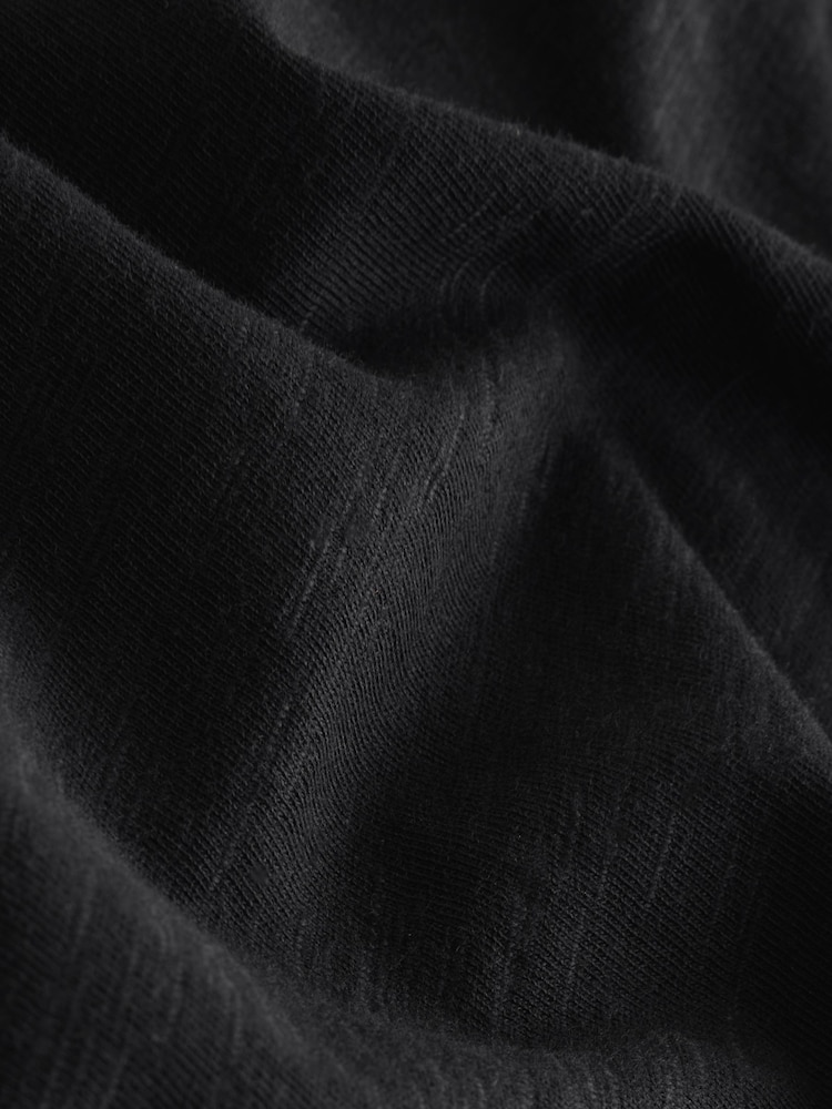 Preto - Bubblehem Notch Neck Whipstitch Short Sleeve Top - Imagem 7 de 7