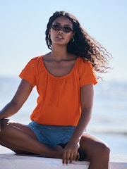 Orange Short Sleeve Bubblehem Scoop Neck T-Shirt - Image 1 of 4
