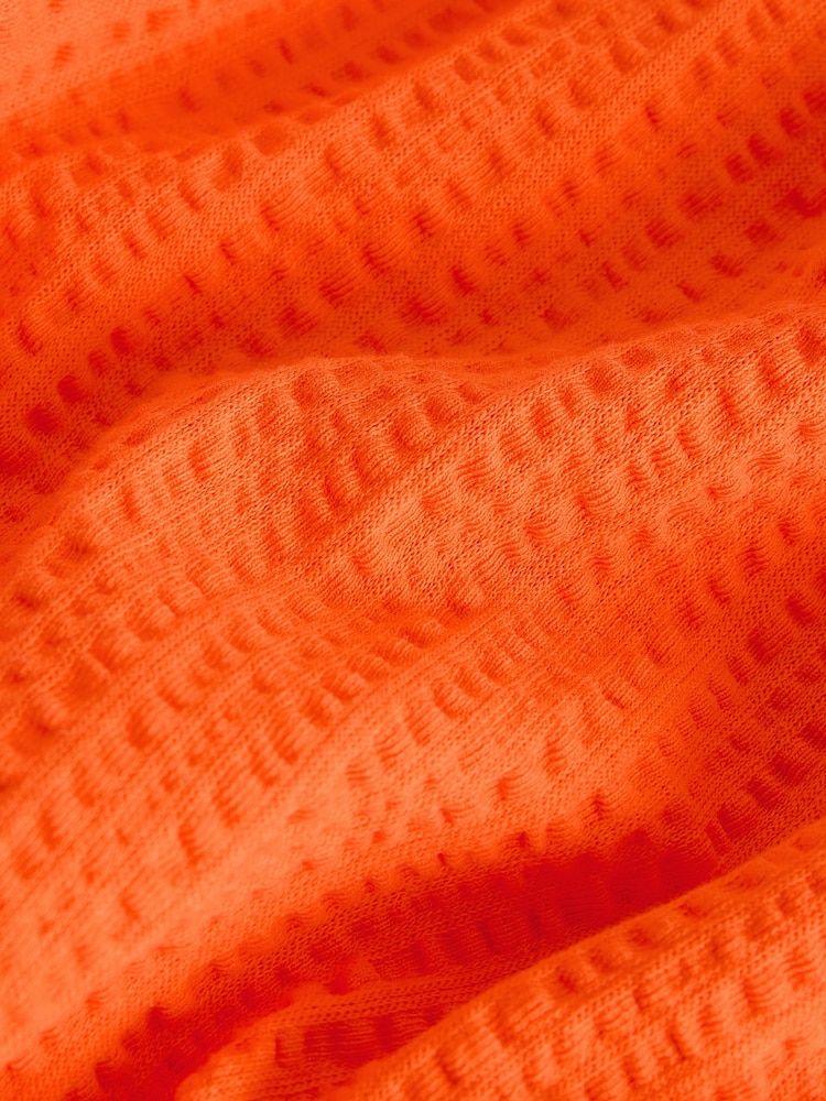 Orange Short Sleeve Bubblehem Scoop Neck T-Shirt - Image 4 of 4