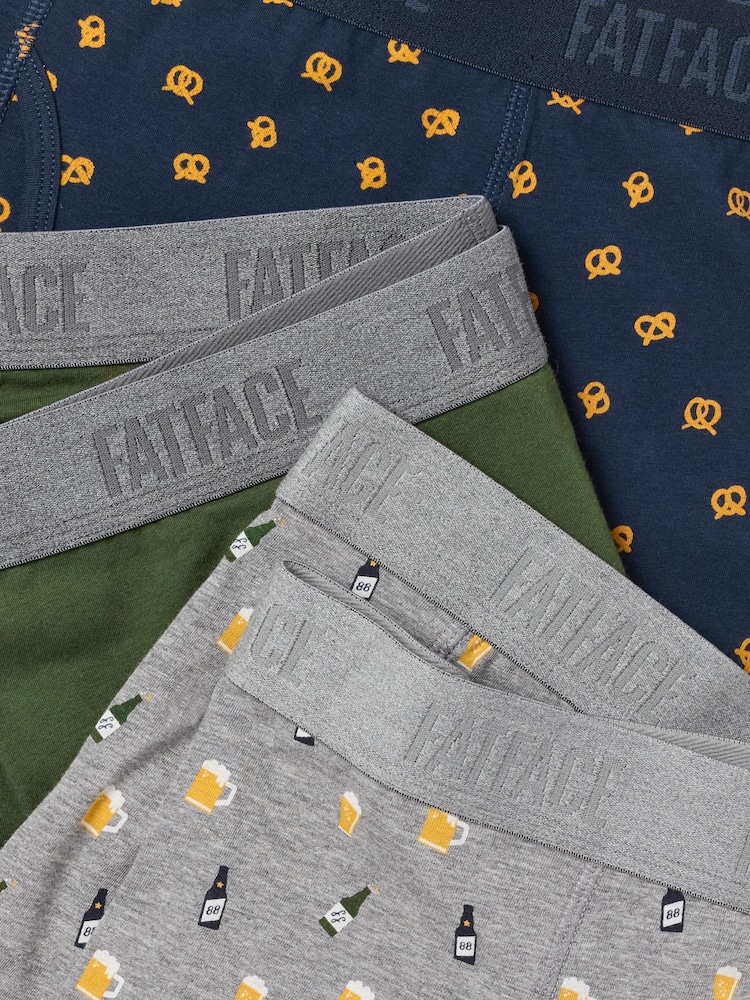 FatFace 3 Pack Navy/Green/Grey Print Boxers - Image 3 of 3 FatFace 3 Pack Navy/Green/Grey Print Boxers - Image 3 of 3