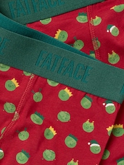 FatFace Red Festive Brussels Sprout Boxers - Image 3 of 3