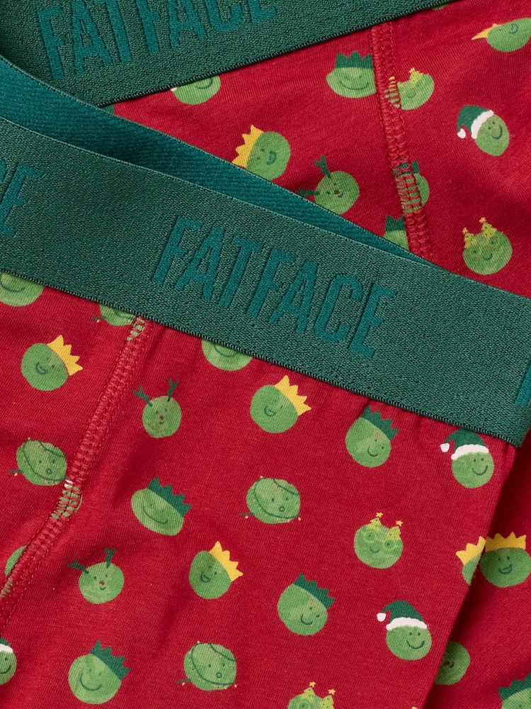 FatFace Red Festive Brussels Sprout Boxers - Image 3 of 3