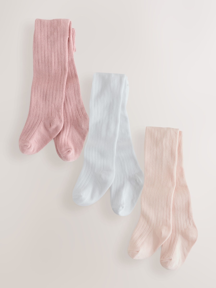 Rosa/blanco - Rib Baby Tights 3 Pack - Imagen 1 de 6