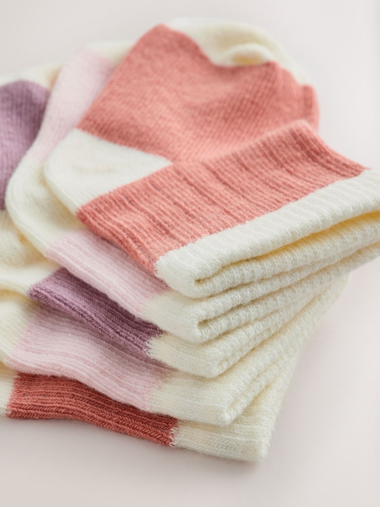 Pink and Cream Colour block Baby Socks 5 Pack - Image 3 of 3 Pink and Cream Colour block Baby Socks 5 Pack - Image 3 of 3