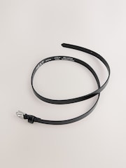 Black/Silver Tone Skinny Leather Belt - Image 4 of 5