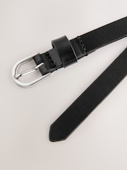 Black/Silver Tone Skinny Leather Belt - Image 5 of 5