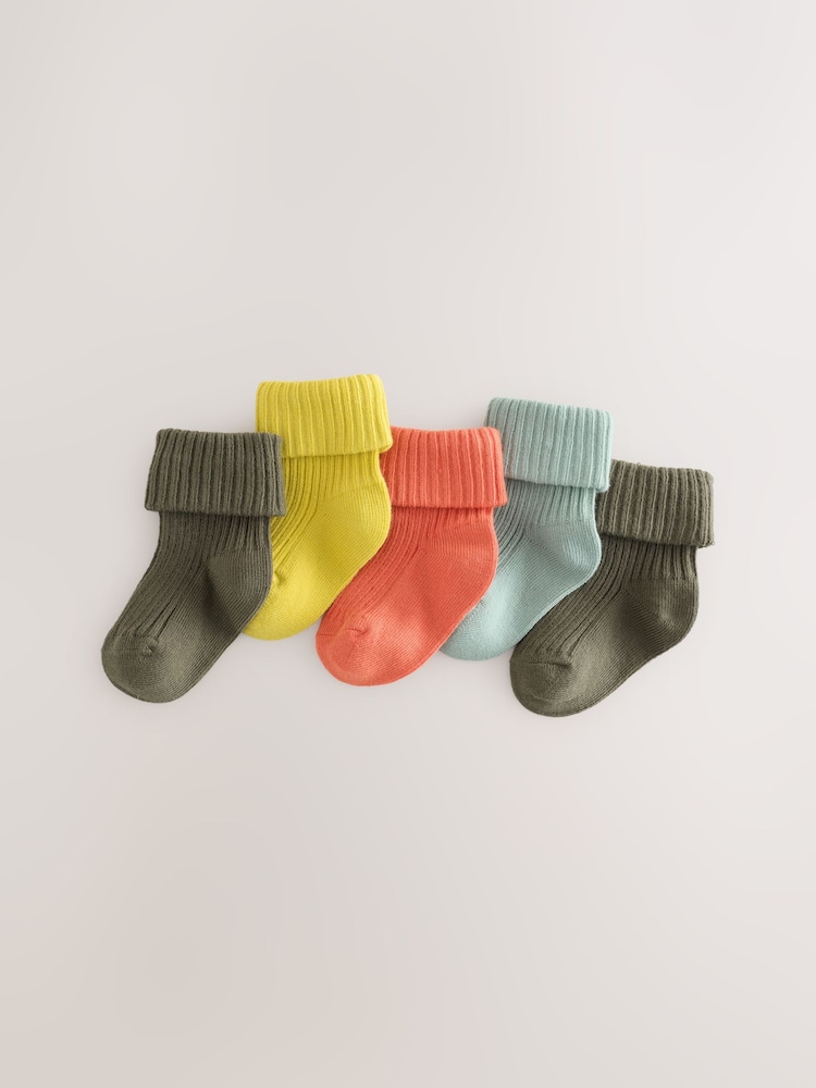 Autumnal Bright Roll Top Baby Socks 5 Pack - Image 1 of 3