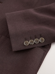 Chocolate Brown Slim Fit Textured Linen Blend Blazer - Image 11 of 12
