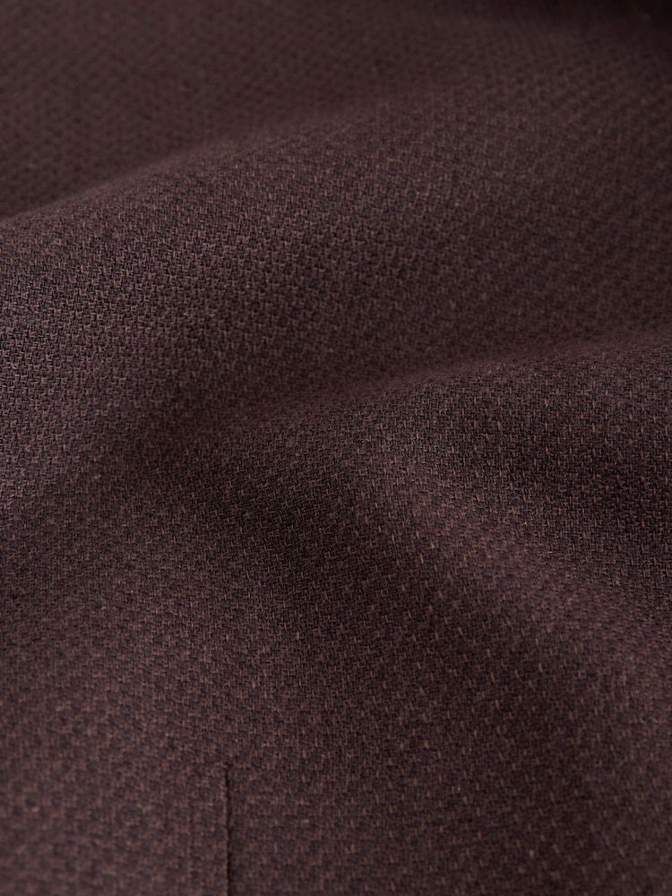 Chocolate Brown Slim Fit Textured Linen Blend Blazer - Image 12 of 12 Chocolate Brown Slim Fit Textured Linen Blend Blazer - Image 12 of 12