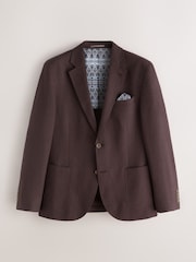 Chocolate Brown Slim Fit Textured Linen Blend Blazer - Image 7 of 12