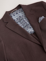 Chocolate Brown Slim Fit Textured Linen Blend Blazer - Image 8 of 12