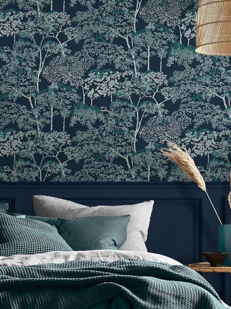 Graham & Brown Navy Idyll Tree A4 Wallpaper Sample - Image 1 of 3 Graham & Brown Navy Idyll Tree A4 Wallpaper Sample - Image 1 of 3
