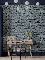 Graham & Brown Navy Idyll Tree A4 Wallpaper Sample - Image 3 of 3