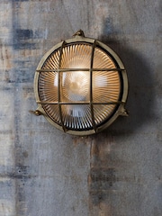 Garden Trading Brass Devonport Round Bulk Head Outdoor Wall Light - Image 1 of 3