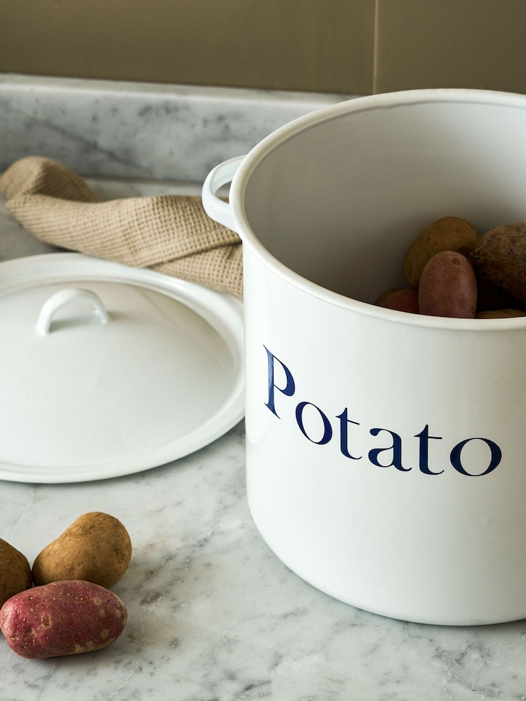 Garden Trading White Enamel Potato Store - Image 2 of 4 Garden Trading White Enamel Potato Store - Image 2 of 4