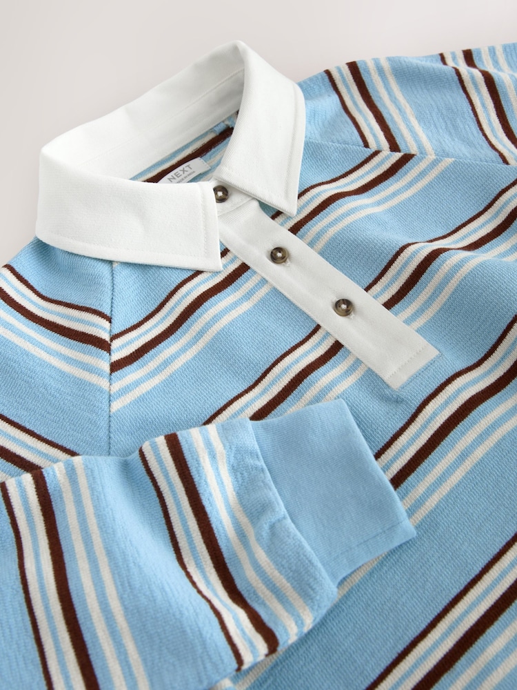 Blue Stripe Long Sleeve Rugby Top (3-16yrs) - Image 4 of 4