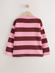 Pink Stripe Textured Long Sleeve Top (3-16yrs) - Image 6 of 8