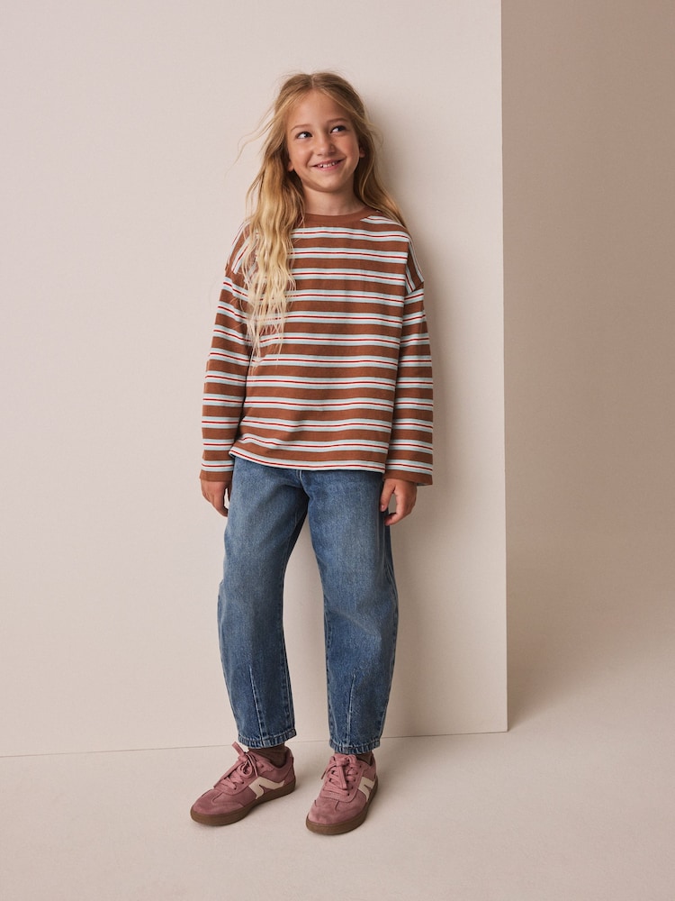 Brown Stripe Textured Long Sleeve Top (3-16yrs) - Image 2 of 7