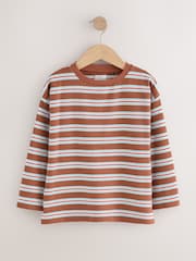 Brown Stripe Textured Long Sleeve Top (3-16yrs) - Image 5 of 7