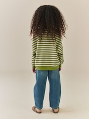 Green Stripe Oversized Cosy Rib Sweatshirt (3-16yrs) - Image 4 of 9
