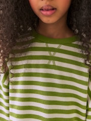 Green Stripe Oversized Cosy Rib Sweatshirt (3-16yrs) - Image 5 of 9