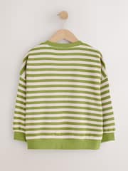 Green Stripe Oversized Cosy Rib Sweatshirt (3-16yrs) - Image 7 of 9